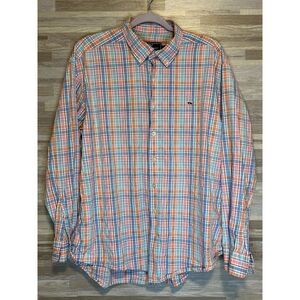 Vineyard Vines Colorful Plaid Button Up Shirt Mens L, Long Sleeve Casual #232